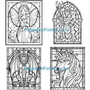 Stained Glass Fantasy Characters Ages 7+ Bundle (#1) 125 Pages
