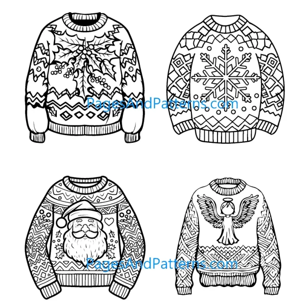 Ugly Christmas Sweaters All Ages Bundle (#1) 125 Pages